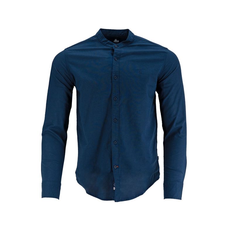 Camisa 1492 Mangas Largas Lisa Cuello Chino Para Caballeros