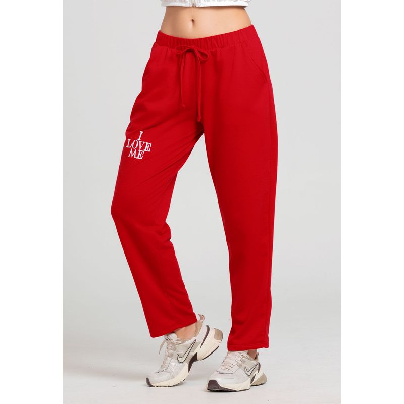 Pantalón Sudadera Mujer Rojo Fi 104174