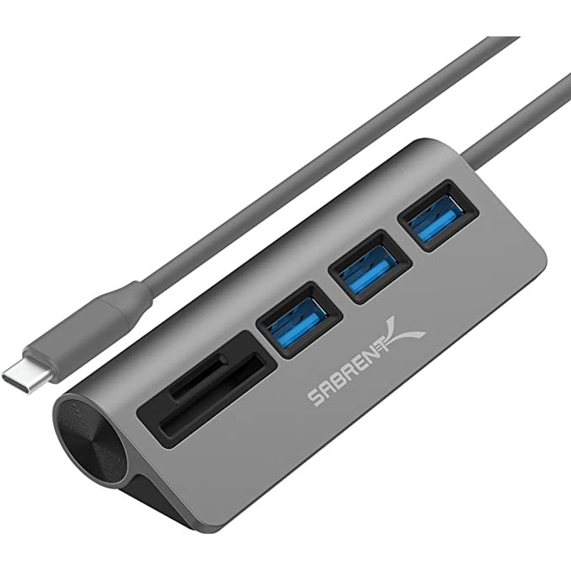 HUB SABRENT 5 IN 1 USB C TO USBx3/MICRO SDx2 GRAY(HB-U3CR)