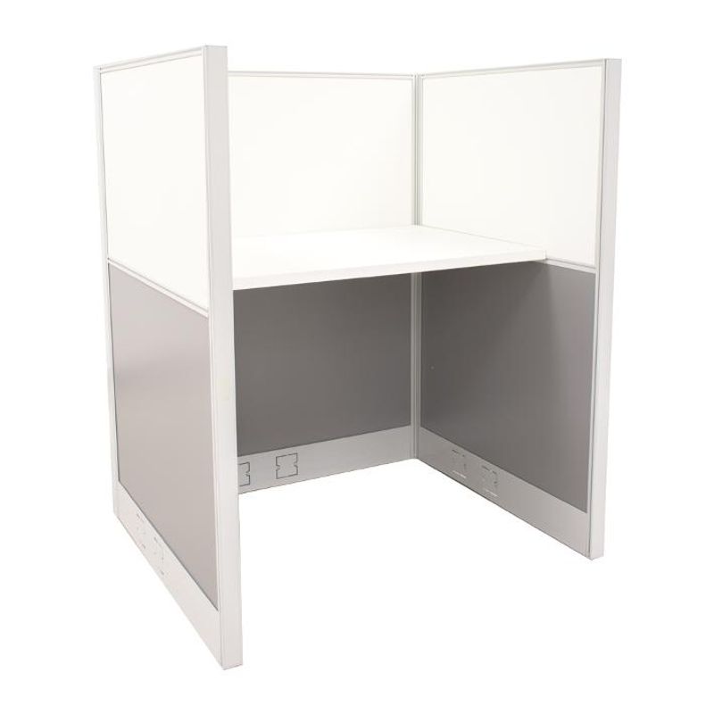 WORKSTATION STARKEN PARA 1 PERSONAS WHITE/GREY MELAMINE (MH-L1)
