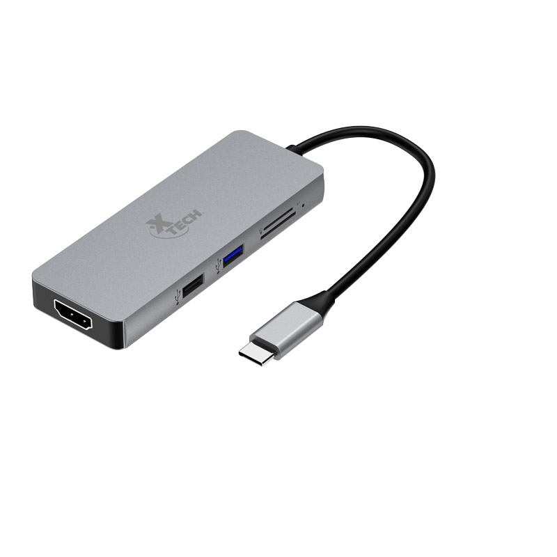 HUB-XTECH-MULTIPUERTO-5-IN-1-USB-C-TO-HDMI-USB-FEMALE-USB-3.0-SD-MICRO-SD--XTC-564-