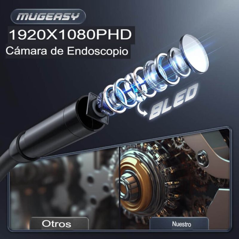 Cámara Endoscópica HD 1080P con Pantalla, Impermeable