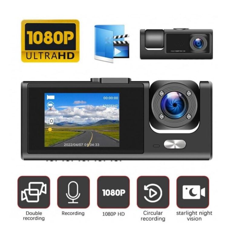 Cámara Para Automóvil Wifi 3 En 1 HD 1080P Con Cámara Trasera