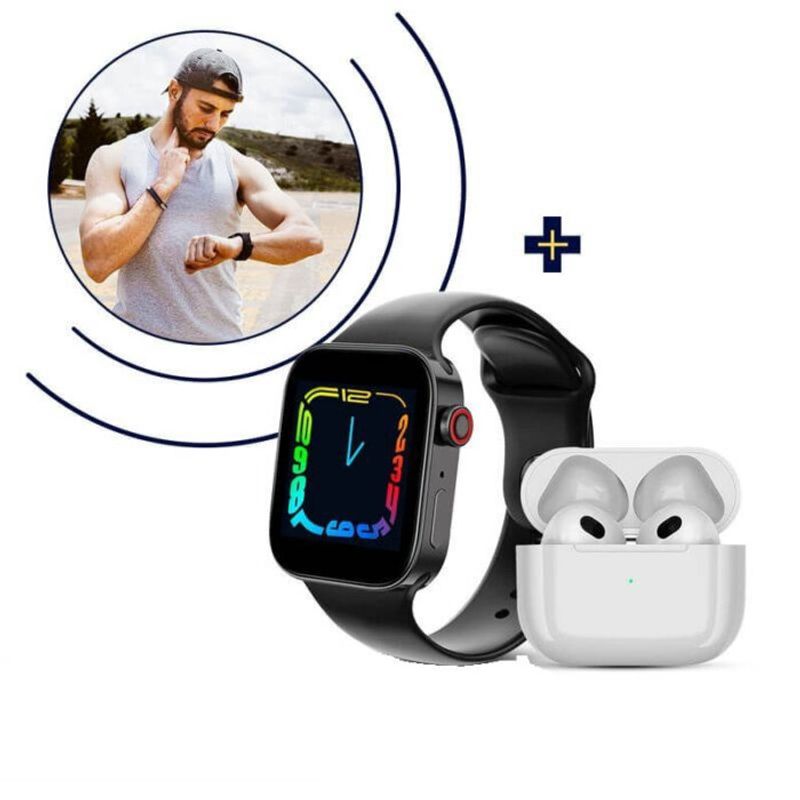 Combo De Reloj Inteligente Watch Ultra Negro + Audifonos Inalambricos