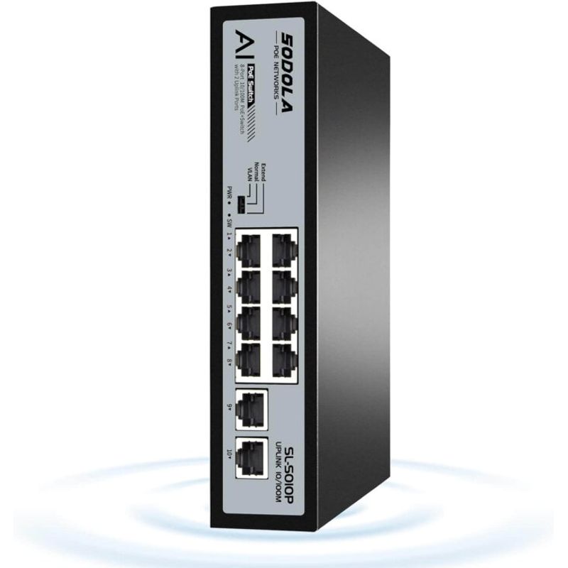 Switch POE De 8 Puertos 100Mbps +2 Enlaces Ascendentes Ethernet