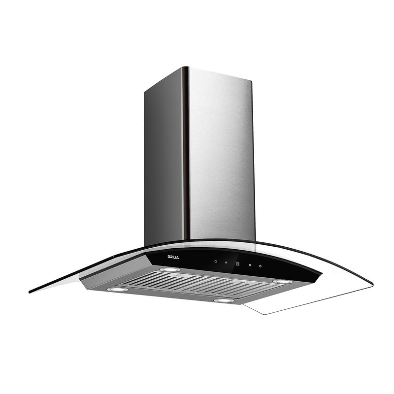 Extractor de Grasa DRIJA LED Vidrio Templado Acero Inoxidable PRISMA ISLA TOUCH 90