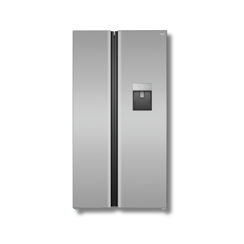 Nevera Side by Side TCL P520SBN 18 Pies Cúbicos Inverter Dispensador de Agua Plateado