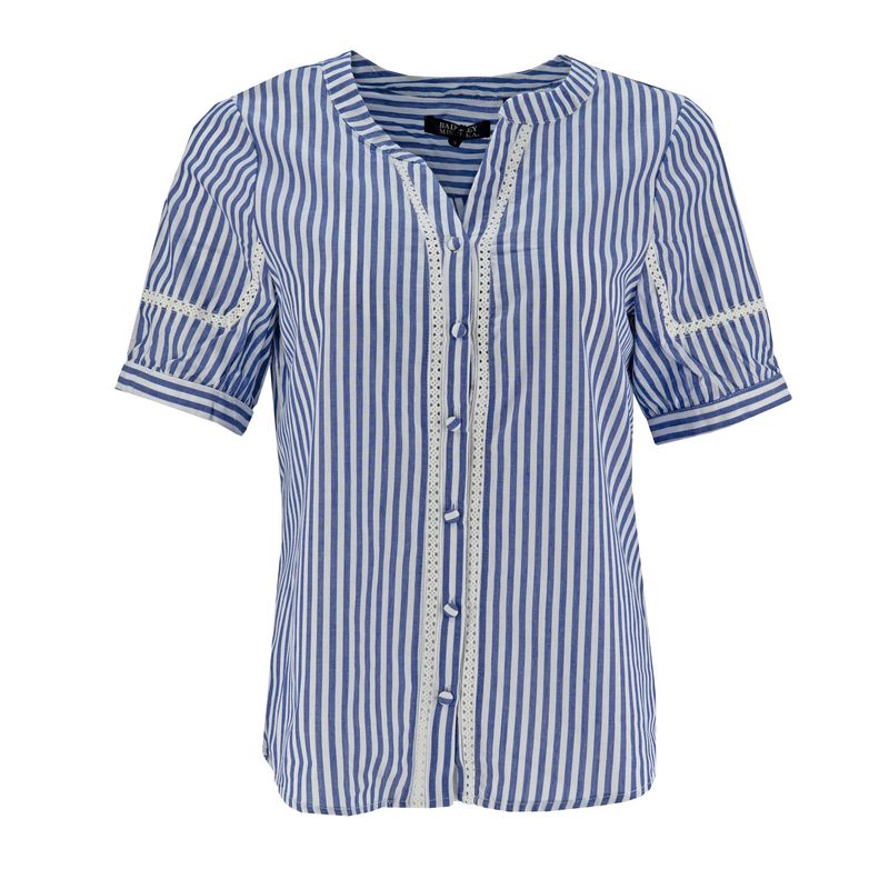 Blusa Badgley Mischka Mangas Cortas Rayas Para Damas