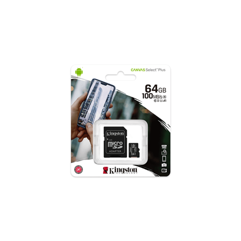 Memoria Microsd 64Gb Kingston, Sdxc, Clase 10 Uhs-1, A1, Incluye Adatador Sd.