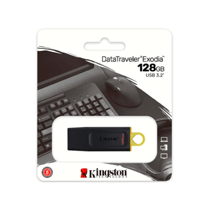 Memoria Usb 128Gb Kingston, 3.2 Data Traveler Exodia (Negro + Amarillo)