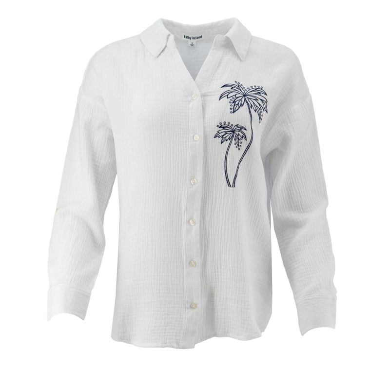 Blusa Kathy Ireland Mangas Largas Estampada Para Damas