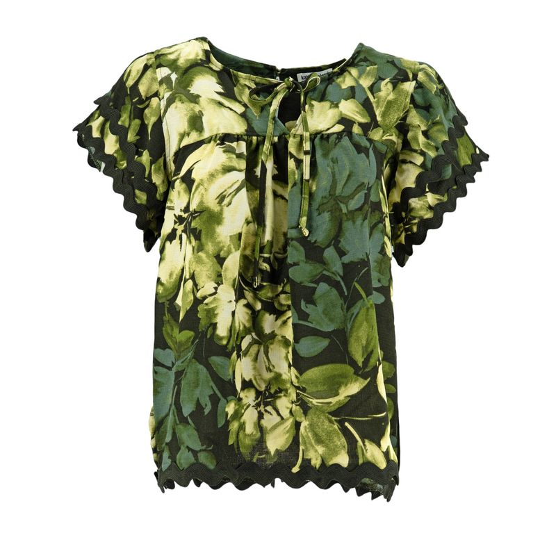 Blusa Kathy Ireland Mangas Cortas Estampada Para Damas