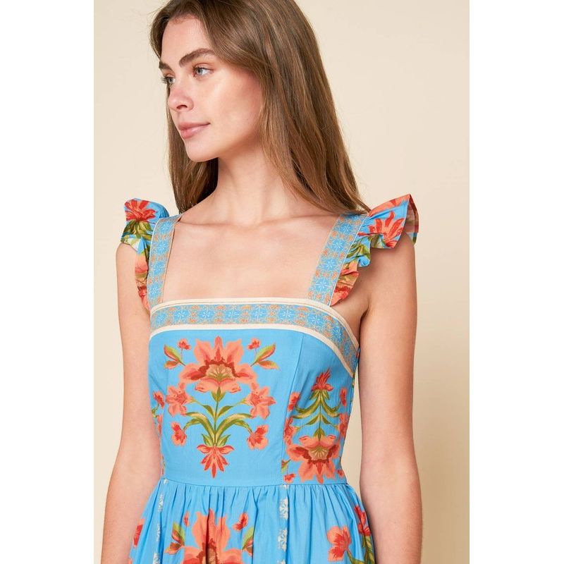 Vestido Flying Tomato Mangas Cortas Estampado Para Damas