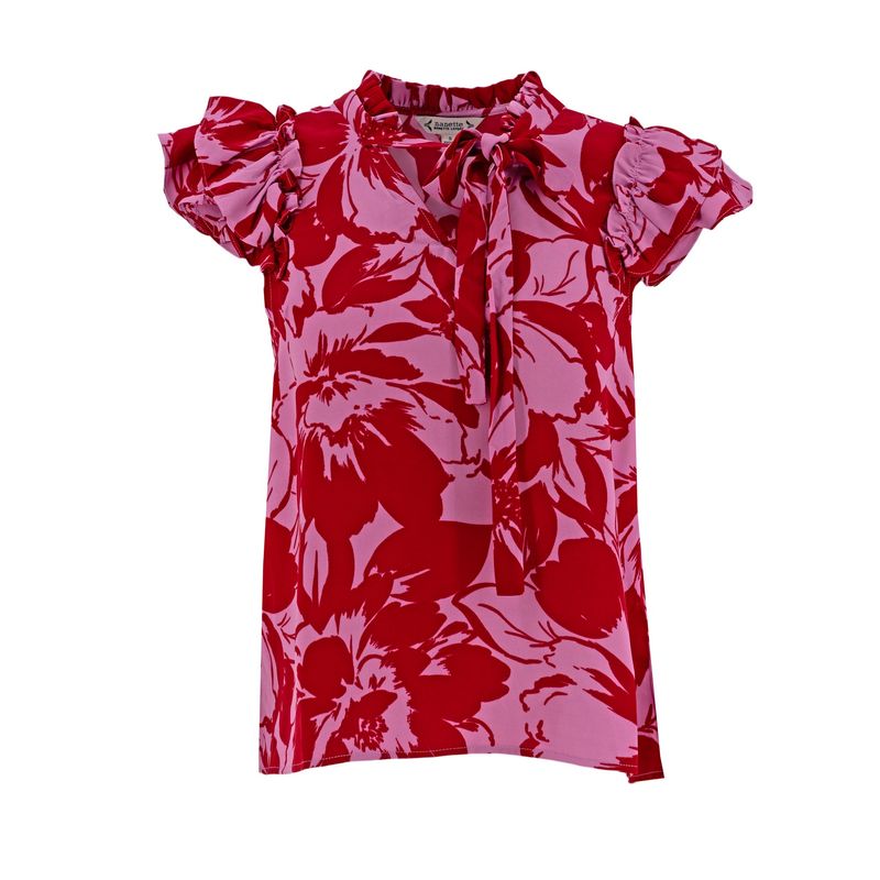 Blusa Nanette Mangas Cortas Estampada Para Damas